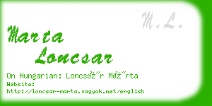 marta loncsar business card